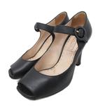 プラダ PRADA レザーパンプス オープントゥ ハイヒール 37 24cm 黒 ブラック