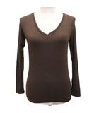 ラルフローレン RALPH LAUREN タグ付き カットソー Tシャツ 長袖 Vネック コットン S 茶 ブラウン ■IBO91