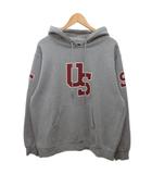 ステューシー STUSSY 90s ヴィンテージ USロゴ パーカー フーディー プルオーバー ロゴプリント USA製 L グレー ☆AA★