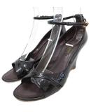 ルイヴィトン LOUIS VUITTON ヴェルニ アマラント モノグラム サンダル ミュール ウェッジソール 35 22.5cm 黒 ブラック ■IBO93