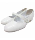 シャネル CHANEL ココマーク パンプス レザー メリージェーン ラウンドトゥ ヒール ゴールド金具 ロゴ金具 37C 24cm 白 ホワイト ■IBO93