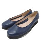 サルヴァトーレフェラガモ Salvatore Ferragamo パンプス フラットシューズ ラウンドトゥ ウェッジソール 8.5 26cm 紺  ネイビー ■IBO93