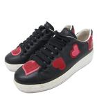 プラダ PRADA スニーカー シューズ ローカット 靴 ハートモチーフ 35 22cm 黒 ブラック 赤 レッド ■IBO93