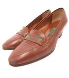 グッチ GUCCI ヒールローファー パンプス シューズ レザー シェリーライン 35 茶 ブラウン /JS ■IBO93