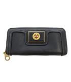 マークジェイコブス MARC JACOBS 美品 長財布 ターンロック ジップアラウンド 黒 ブラック /MG ■GY99
