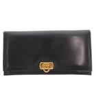 サルヴァトーレフェラガモ Salvatore Ferragamo 財布 長財布 黒 ブラック フラップ 金具 無地 ガンチーニ /MG ■GY99