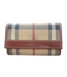 バーバリー BURBERRY キーケース 6連 ベージュ ノバチェック フラップ開閉 レザー切り替え /TQ ■GY99