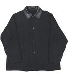 コモリ COMOLI 24AW LEATHER WORK JACKET ワークジャケット カバーオール 襟レザー 切替 羊革 オーバーサイズ 2 黒 ブラック A03-01027