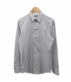 ドルチェ&ガッバーナ ドルガバ DOLCE&GABBANA GOLD ビジネスシャツ 長袖 ストライプ柄 コットン 39 白 ホワイト グレー G5CB5T FR5S3