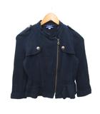 バーバリーブルーレーベル BURBERRY BLUE LABEL ブルゾン ジャケット ジップアップ 金ボタン コットン 38 紺  ネイビー E1F86-600-29 ■IBO96