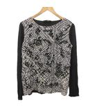 Tシャツ カットソー 長袖 絹 シルク 総柄 グレー M