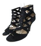 ジミーチュウ JIMMY CHOO サンダル ミュール ハイヒール ピンヒール メッシュ 37 黒 ブラック