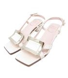 ロジェヴィヴィエ ROGER VIVIER サンダル ヒール クリーム スリングバック メタルバックル パテントレザー 白系 ホワイト 36 約22.5㎝
