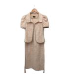 フェンディ FENDI ワンピース セットアップ ジャケット 半袖 ノースリーブ ミモレ ロング 総柄 絹 シルク100% 38 ベージュ
