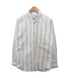 トムブラウン THOM BROWNE ボタンダウンシャツ BDシャツ 長袖 ストライプ柄 コットン 0 白 ホワイト グレー MWL272A-06838035