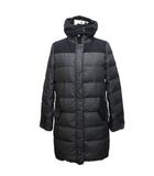 ソニア ソニアリキエル SONIA SONIA RYKIEL ダウンコート ロング丈 ボーダー柄 切替 40 黒 ブラック グレー ■IBO100