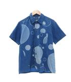 ブルーブルー BLUE BLUE シャツ リネン混 1 青 ブルー ドット柄 半袖 /SX ■IBO100