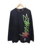 ステューシー STUSSY OLD SKOOL FALAVOR ロンT Tシャツ カットソー 長袖 プリント XL 紺  ネイビー