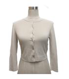 フォクシー FOXEY Cardigan “Upper Standard” カーディガン クルーネック 長袖 ニット 短丈 クロップド 38 ベージュ 36823-KSJFZ23D