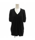 ジョンスメドレー JOHN SMEDLEY Vネックセーター カットソー 薄手 F 黒 ブラック 半袖 無地 /TQ ■IBO100