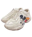× DISNEY ディズニー Rhyton Mickey Mouse Sneaker スニーカー ローカット シューズ プリント 37.5 ベージュ ■IBO100