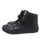 ジミーチュウ JIMMY CHOO 美品 スニーカー シューズ ハイカット スタッズ 星 スター レザー 黒 ブラック 42 1/2 ■IBO100