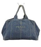 プラダ PRADA カナパ CANAPA デニム トートバッグ ハンドバッグ 三角ロゴ ロゴプリント インディゴ ☆AA★