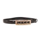 グッチ GUCCI ナローベルト パテントレザー ロゴバックル 黒 ブラック /JS ■IBO100