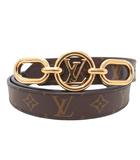 ベルト・LV サークル プライム 20MMリバーシブル モノグラム ロゴ金具 ゴールド金具 総柄 32/80 茶 ブラウン M0510 ■IBO100