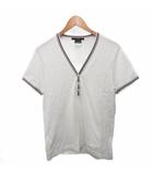 シェリーライン ロゴ刺繍 Tシャツ 半袖 ボタン 3B コットン M 白 ホワイト 179431 Z1351 ■IBO101