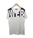 WEB Tシャツ カットソー 半袖 ロゴプリント M 白 ホワイト 青 ブルー 243846 X3496 ■IBO101