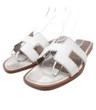 エルメス HERMES オラン ORAN サンダル ミュール Hロゴ レザー 皮革 36 白 ホワイト ■IBO101