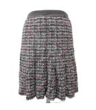 シャネル CHANEL ココマーク ツイードスカート フレアスカート ひざ丈 絹 シルク100% 36 黒 ブラック ピンク P30547W03870 ■IBO96