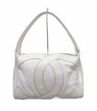シャネル CHANEL ココマーク デカココ キャビアスキン 9番台 ワンショルダーバッグ ハンドバッグ 肩掛け レザー 皮革 白 ホワイト ☆AA★