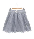 メゾピアノ mezzo piano 美品 ギャザースカート 裾スカラップ レースアップ リボン LL 水色 ライトブルー /OB