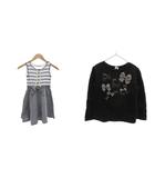 メゾピアノ mezzo piano ロンT 長袖Tシャツ ノースリーブワンピース 2点セット まとめ売り 130 白 ホワイト 青 ブルー 黒 ブラック /OB