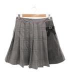 メゾピアノ mezzo piano 美品 プリーツスカート ラップ風 ミニ丈 リボンベルト アシンメトリー L グレー /OB