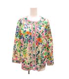 FASHION カーディガン ニット 花柄 L 白 ホワイト マルチカラー /JS ■IBO103