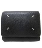 メゾンマルジェラ 11 Maison Margiela 11 4ステッチ ロゴ 三つ折り財布 ウォレット 小銭入れ 黒 ブラック ■IBO103