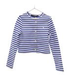 ポロ ラルフローレン POLO RALPH LAUREN カーディガン S 130 白 ホワイト 青 ブルー ボーダー柄 ロゴ刺繍 /BJ ■IBO103