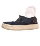 ルイヴィトン LOUIS VUITTON デニム スニーカー LV ロゴ レザー切替 レースアップ 6.5 約25.5㎝ インディゴブルー ■IBO103