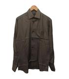 グッチ GUCCI シルクシャツ GGロゴ バーズアイ 39/15 1/2 約L 茶 ブラウン