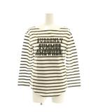 マディソンブルー MADISONBLUE 24SS BOAT NECK 3/4 SLEEVE TEE BORDER カットソー ボーダー ロゴ S ホワイト ブラウン /CX ■OS
