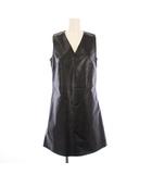 メゾンマルジェラ 4 Maison Margiela 4 ワンピース ひざ丈 ノースリーブ Vネック フェイクレザー 無地 40 黒 ブラック /BB