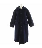 トリココムデギャルソン tricot COMME des GARCONS AD2017 ステンカラーコート ロング丈 丸襟 ウール アウター S 紺 ネイビー TT-C009 /AN43