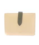 セリーヌ CELINE Medium Strap Wallet ミディアムストラップウォレット 二つ折り財布 レザー バイカラー ロゴ スクエア ベージュ カーキ /BB ■OH