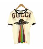 グッチ GUCCI Tシャツ カットソー 半袖 UFO ドラゴン刺繍 ロゴ XS ベージュ 476035 /AN42