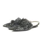ジミーチュウ JIMMY CHOO ミュール ストラップ ポインテッドトゥ リボン グリッター 36 23.0cm 黒 ブラック /KH ■PN ●D