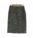 プラダ PRADA ツイードスカート ミドル ジップフライ タイト 38 S 黒 ブラック 白 ホワイト ■GY19 /MQ
