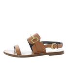 セリーヌ CELINE CRECY SANDAL ビットデザイン ストラップフラットサンダル レザー 36.5 ブラウン /YO4